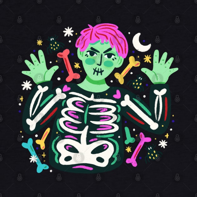Illustration Zombie With Skeleton by Mako Design 